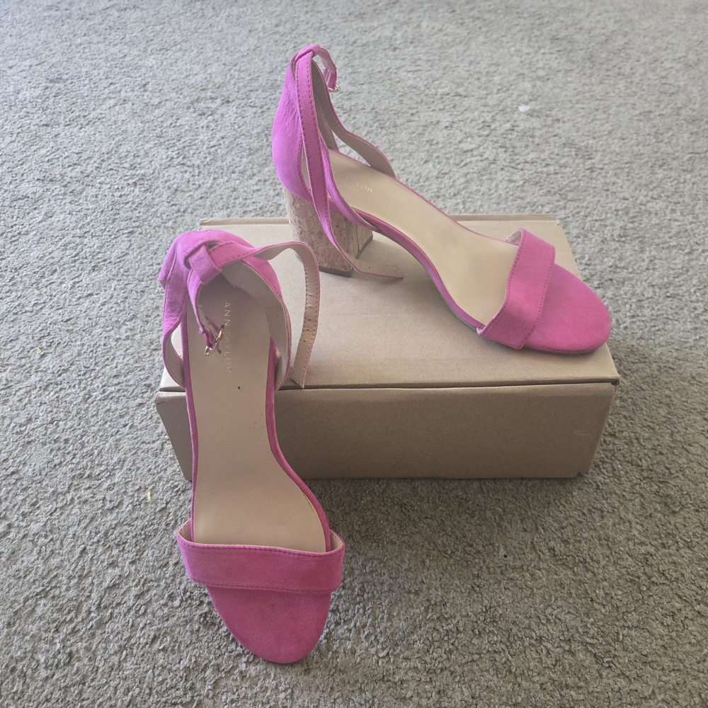 Ann Taylor Pink Heels Elegant Suede Sandals